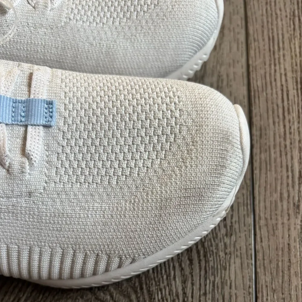 Skechers White and Light Blue Knit Sneakers memory foam wide fit shoes - Picture 4 of 9